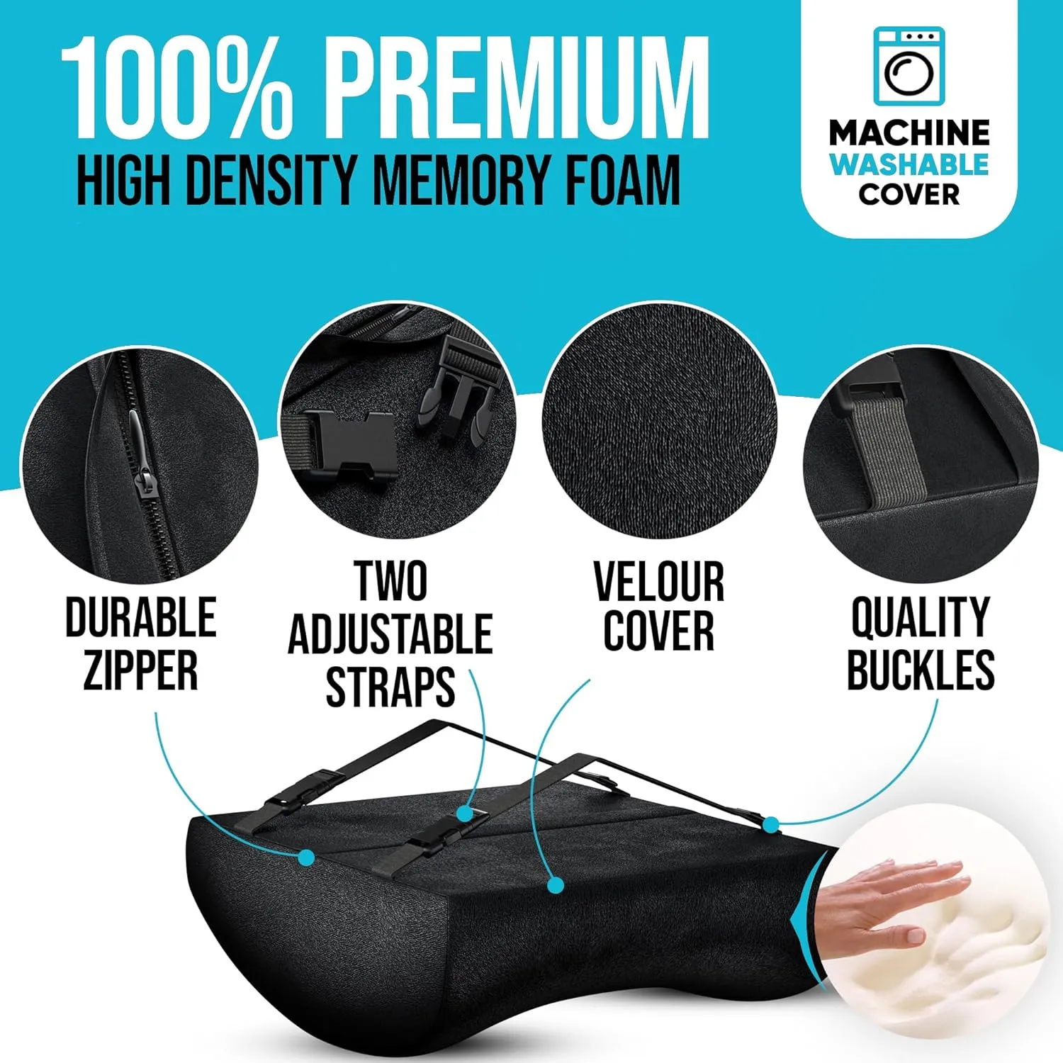 FORTEM Office Chair Cushion and Back Support for Office Chair, Lumbar Support Pillow, Memory Foam, Non Slip Sitting and Back Rest for Gaming, Car Seat Cushion, Chair Pad, XL