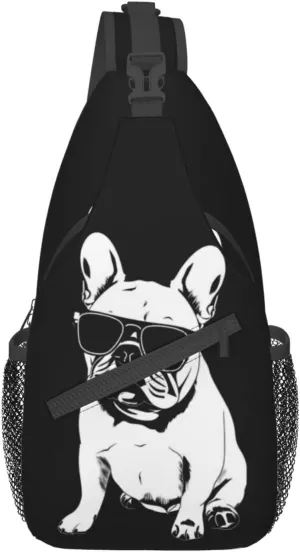 French-Bulldog Hiking Daypacks Cross-body Sling Backpack for Men Women Outdoor Cycling Hiking Travel