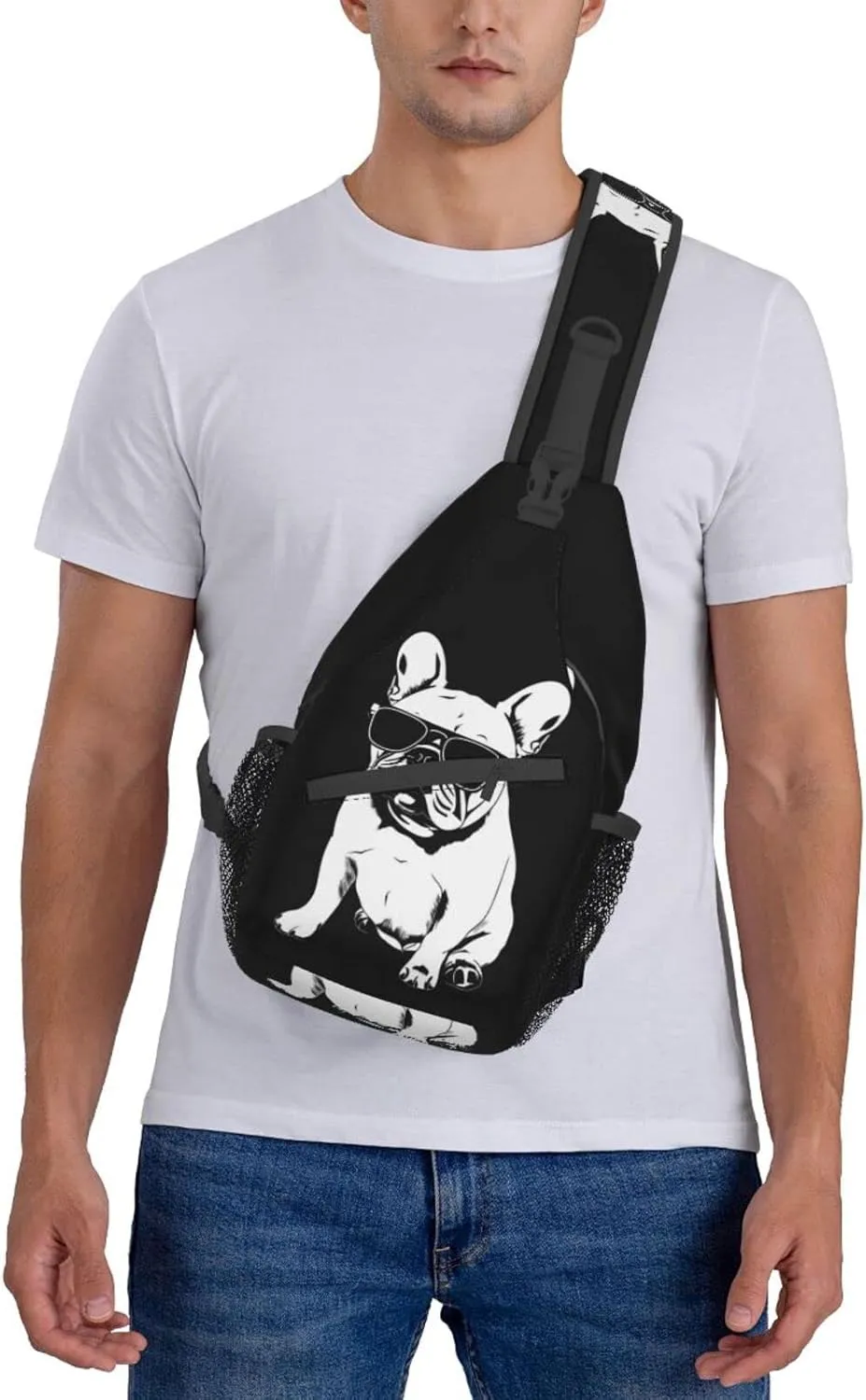 French-Bulldog Hiking Daypacks Cross-body Sling Backpack for Men Women Outdoor Cycling Hiking Travel