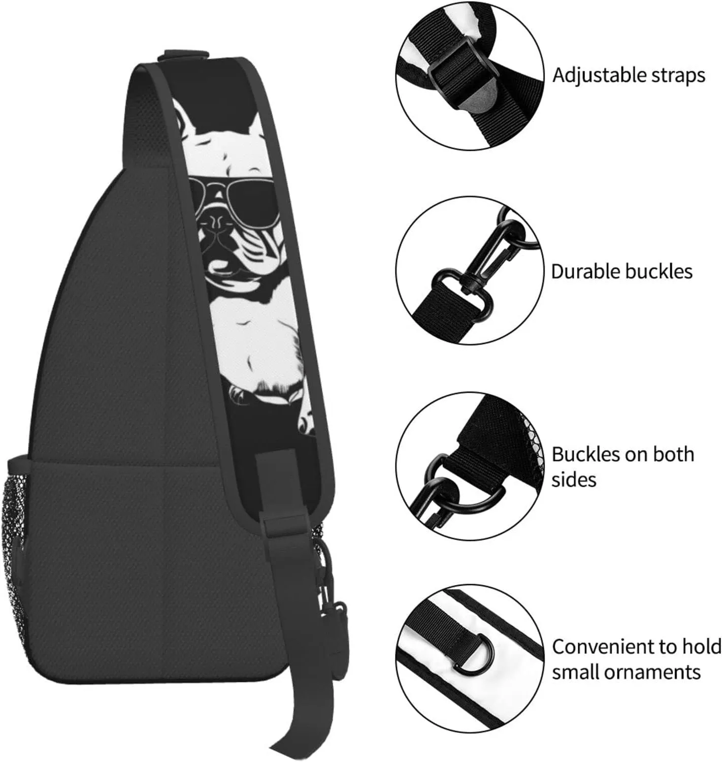 French-Bulldog Hiking Daypacks Cross-body Sling Backpack for Men Women Outdoor Cycling Hiking Travel