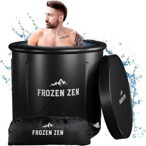 Frozen Zen Ice Bath Tub For Athletes with Lid, Portable Ice Bath, Outdoor Cold Plunge Tub, Large Inflatable Ice Bath, Cold Water Therapy Training (1, Solid Black)