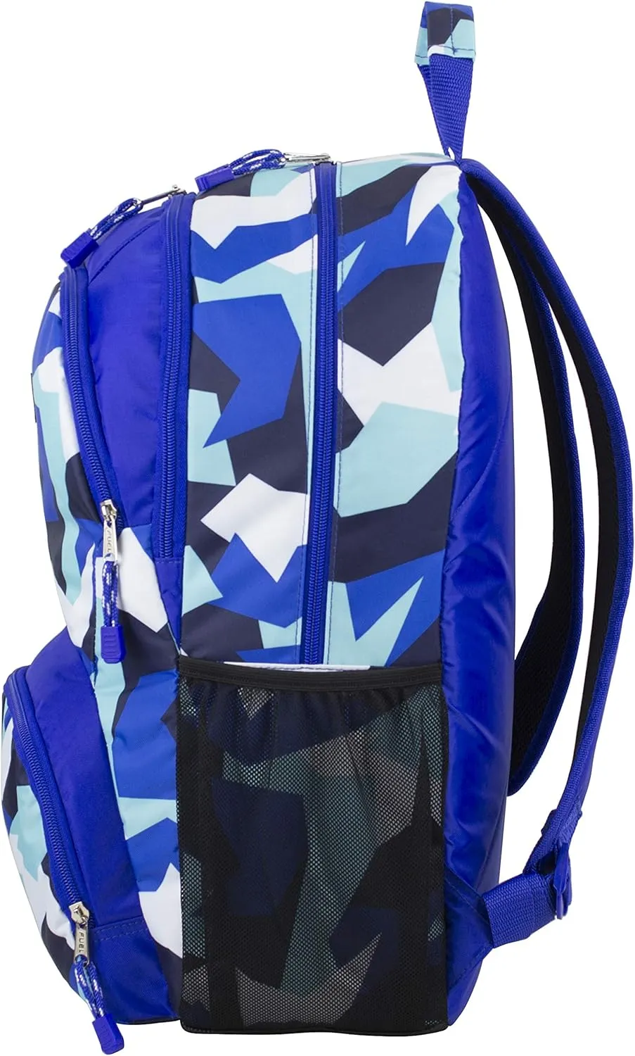 FUEL Travel Commuter Laptop Daypack Large Bag Backpack, Fits 17.5" Laptop, Interior Tech Sleeve, Blue/J Shapes Print