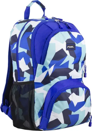 FUEL Travel Commuter Laptop Daypack Large Bag Backpack, Fits 17.5" Laptop, Interior Tech Sleeve, Blue/J Shapes Print