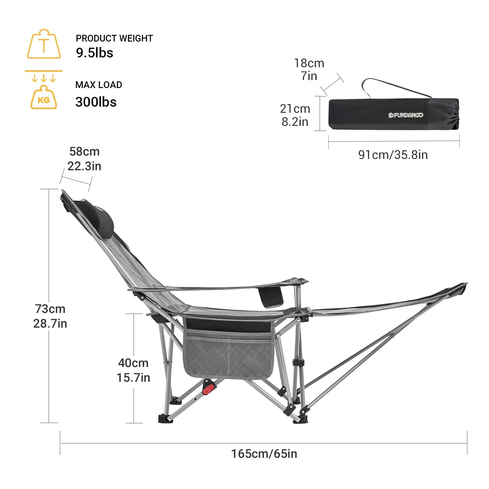 FUNDANGO Folding Recliner Chair Lounge Chair