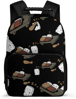 Funny Sleepwalking Sushi Travel Backpack Casual Daypacks Computer Shoulder Bag for Work Shopping Unisex 16 Inch