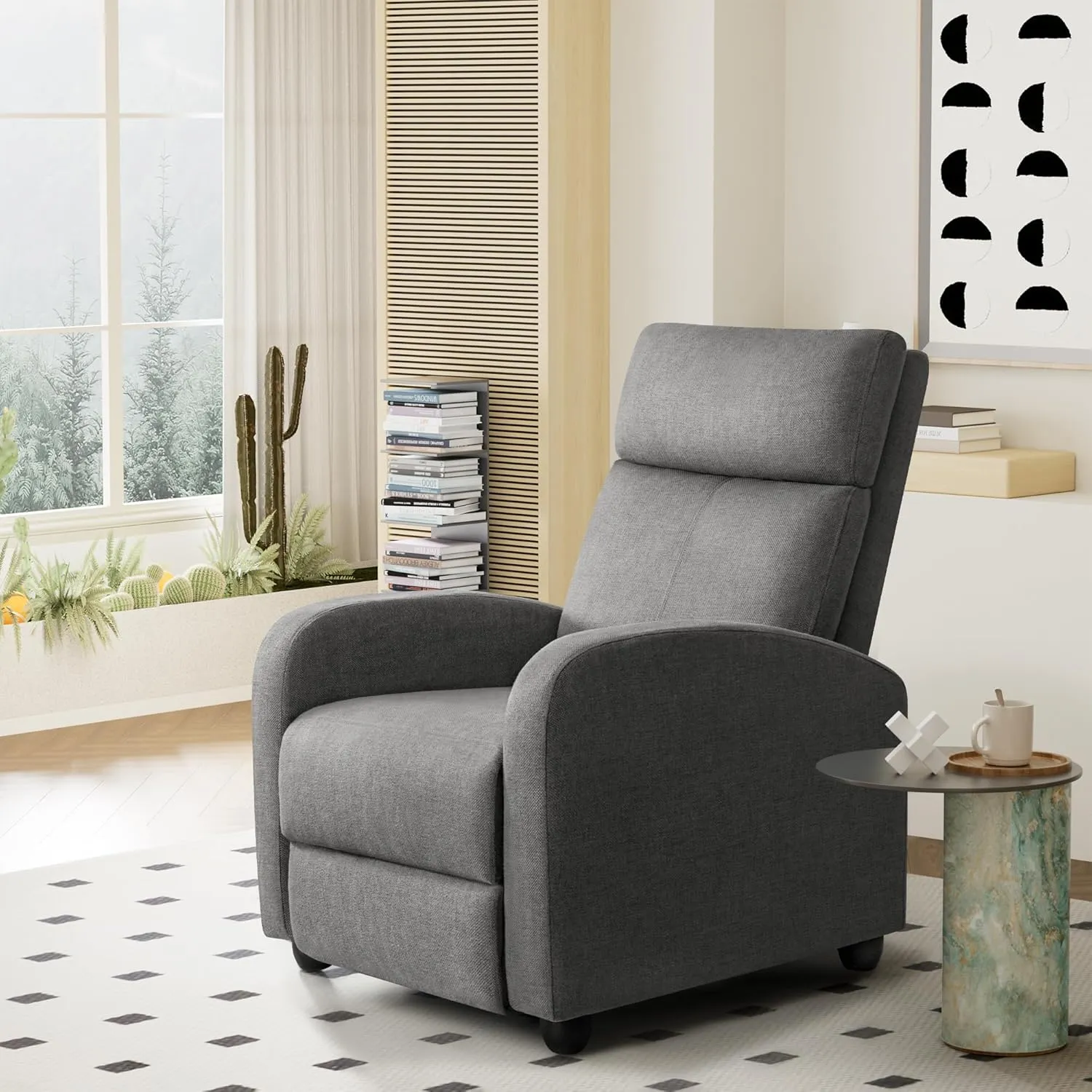 Furniwell Massage Recliner Chair for Living Room Adjustable Fabric Reclining Chair Home Theater Seating Modern Winback Single Sofa for Adults with Footrest (Gray)