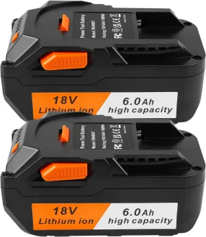 Futurebatt [2-Pack] 18V High-Output 6.0Ah! Lithium Battery for Ridgid 18V Tools Battery R840089 R840087 R840086 R840085 R840084 R840083 AC840085 AC840086 AC840087P 18 Volt Battery