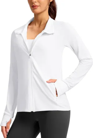 G Gradual Women's UPF 50  Lightweight Workout Jackets Sun Protection Zip Up 4 Pockets Long Sleeve Shirts Athletic Hiking