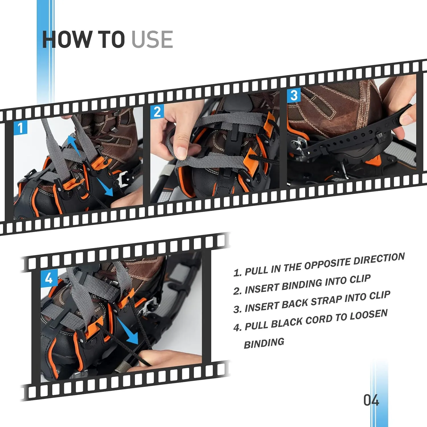 G2 21/25/30 Inches Light Weight Snowshoes for Women Men Youth, Set with Trekking Poles, Carrying Bag, Snow Baskets, Special EVA Padded One-Pull Binding, Heel Lift, Toe Box, Orange/Blue/Red Available