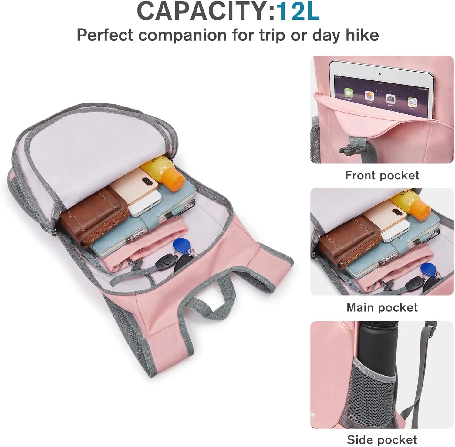 G4Free 12L Hiking Backpack, Lightweight Small Hiking Daypack for Outdoor Travel Mini Foldable Shoulder Bag