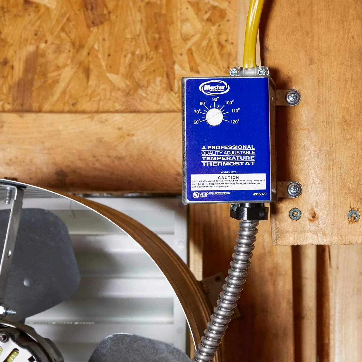 GAF Master Flow Manually Adjustable Power Thermostat for Power Vents & Fans | Activated by Temperature, Helping Power Vents Reduce damaging Moisture | Universal Compatability | UL Listed - PT6