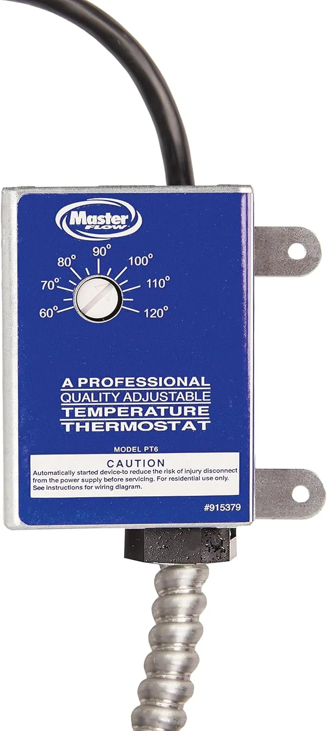 GAF Master Flow Manually Adjustable Power Thermostat for Power Vents & Fans | Activated by Temperature, Helping Power Vents Reduce damaging Moisture | Universal Compatability | UL Listed - PT6
