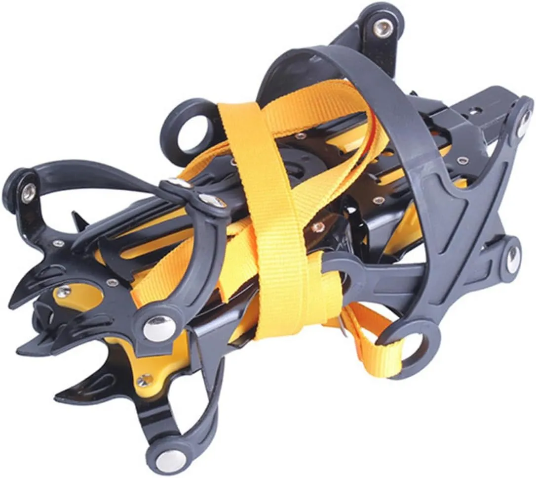 GALPADA 1Pair Ice Cleats Traction Crampons for Snow and Ice Skid Grips for Hiking Walking and Mountaineering Premium Elastic Material Manganese Chain