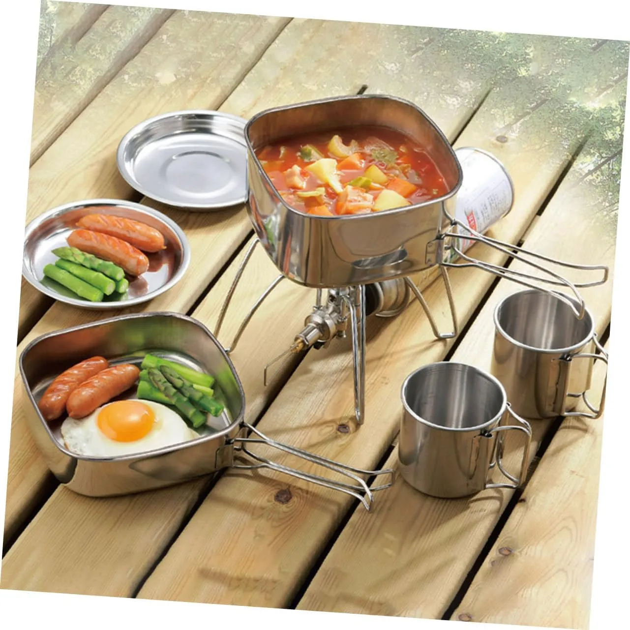 GANAZONO Camping Cookware Pans Frying Pot Outdoor Kettle Stove Kettle Boil Kitchen Electric Kettle Jet Camping