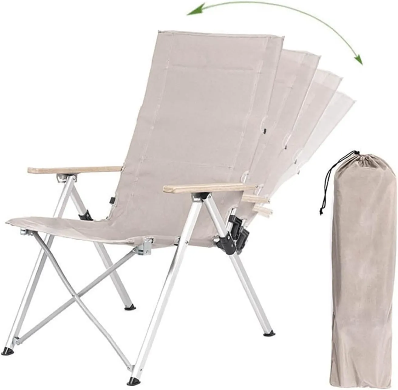 GaRcan Outdoor Camping Chair Folding Four-Speed Adjustable Long Chair Office Nap Recliner Picnic Beach Relaxation Chair (Warm Seat Cover)