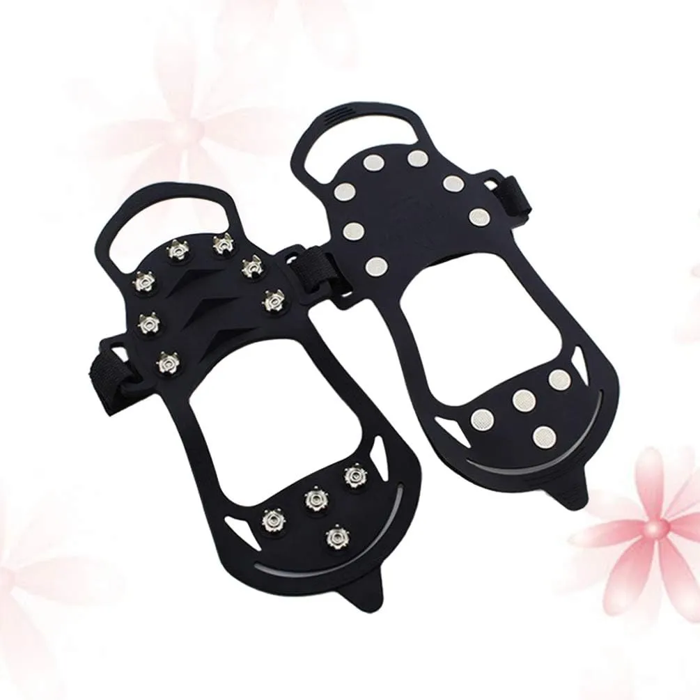 Garneck 1 Pair Shoe Spikes Silicone Anti Slip Traction Cleats Crampons Snow Ice Grips Protect Shoes Cover for Walk Hike Climb Ice Fishing Outdoor(Size S Blackï¼‰