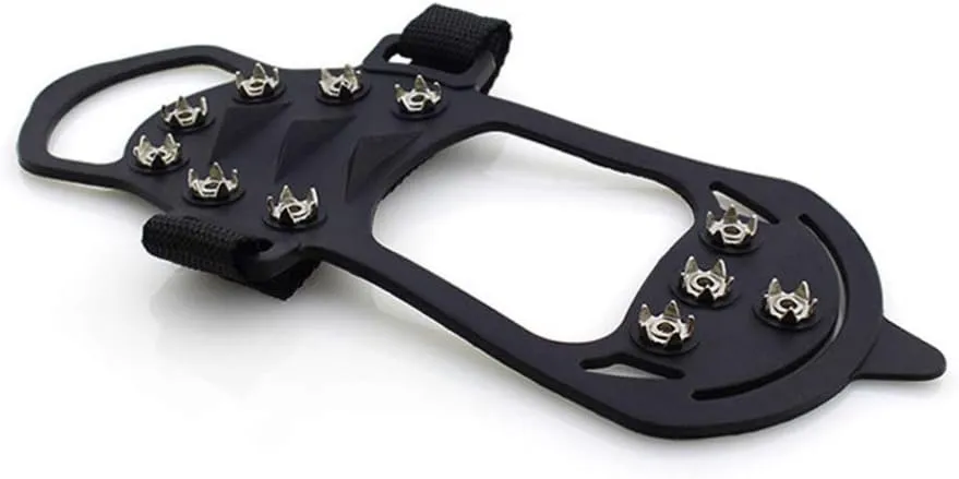 Garneck 1 Pair Shoe Spikes Silicone Anti Slip Traction Cleats Crampons Snow Ice Grips Protect Shoes Cover for Walk Hike Climb Ice Fishing Outdoor(Size S Blackï¼‰