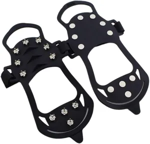 Garneck 1 Pair Shoe Spikes Silicone Anti Slip Traction Cleats Crampons Snow Ice Grips Protect Shoes Cover for Walk Hike Climb Ice Fishing Outdoor(Size S Blackï¼‰