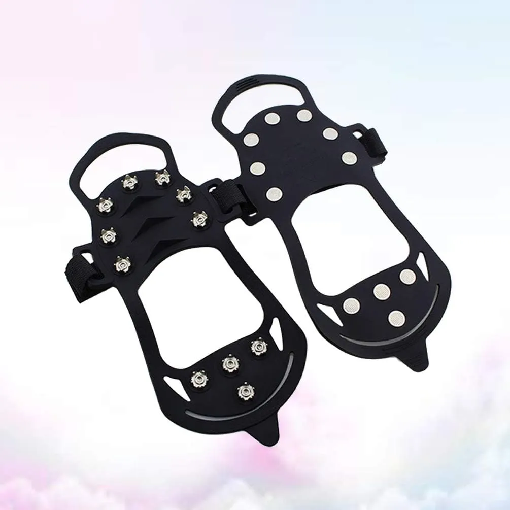 Garneck 1 Pair Shoe Spikes Silicone Anti Slip Traction Cleats Crampons Snow Ice Grips Protect Shoes Cover for Walk Hike Climb Ice Fishing Outdoor(Size S Blackï¼‰