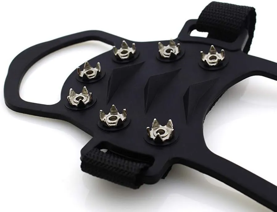 Garneck 1 Pair Shoe Spikes Silicone Anti Slip Traction Cleats Crampons Snow Ice Grips Protect Shoes Cover for Walk Hike Climb Ice Fishing Outdoor(Size S Blackï¼‰
