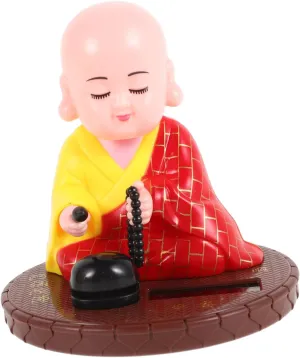 Garneck Laughing Statue Solar Electric Desktop Ornaments Car Dashboard Decorations Cute Car Dashboard Figures Solar Powered Desk Ornaments Solar Plastic
