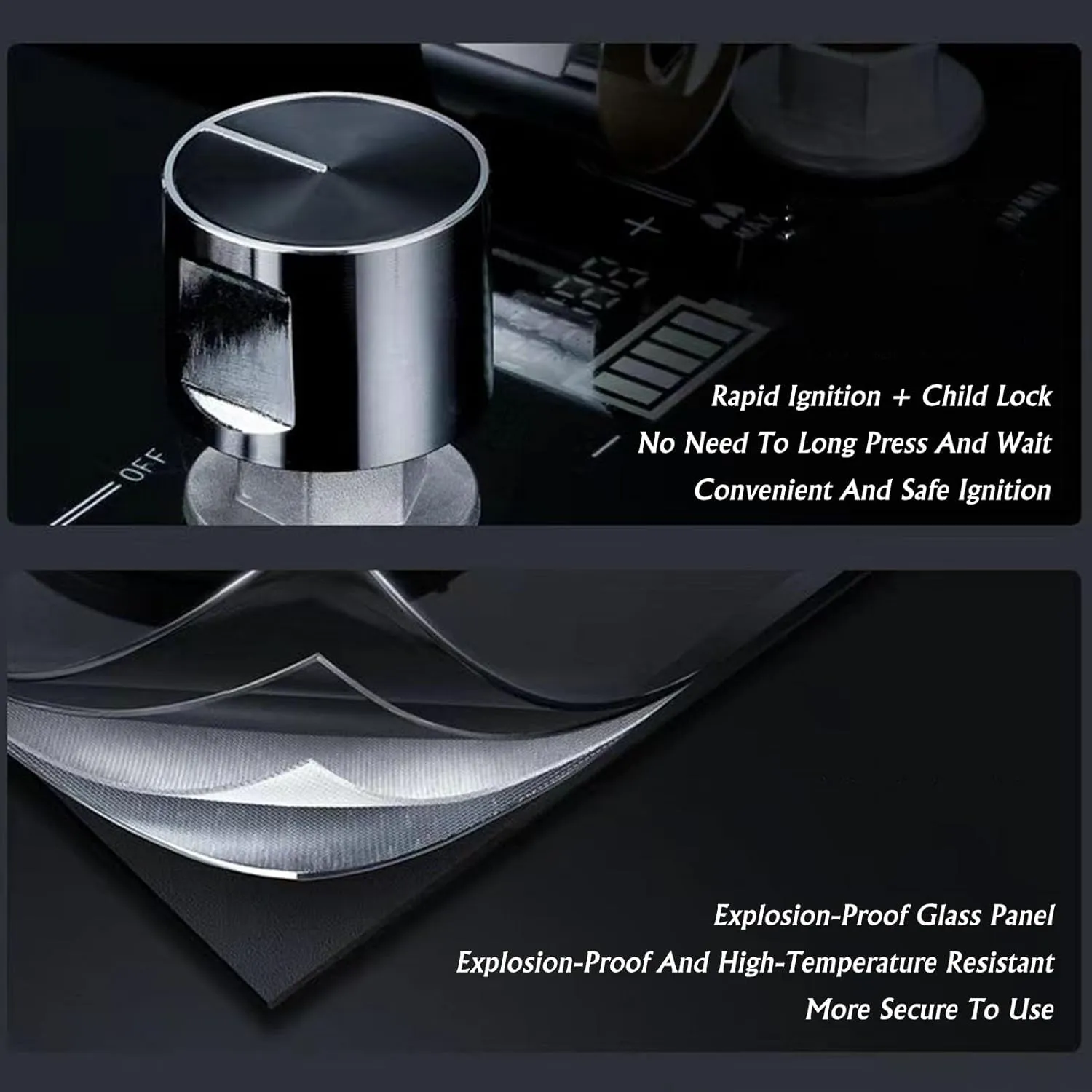 Gas Stove 2 Burners, 8.5KW 9 Cavity High Fire 180 Minutes Timer, Black Tempered Glass Cast Iron Pot Holder, Freestanding Stove Camping Outdoor(NG)