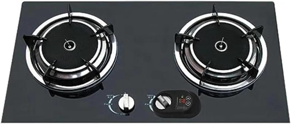 Gas Stove Automatic Fire Off Kitchen Smart Switch Anti-Dry Parts Natural Gas Gas Stove (Left Switch), Silver&black