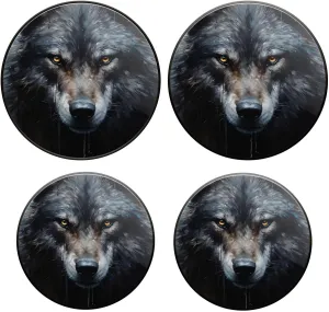 Gas Stove Burner Cover Set Of 4，Sharp-Eyed Black Wolf Metal Stove Burner Covers，Electric Stove Burner Covers,Protecting Gas Stoves,Kitchen Decor，8 Inches And 10 Inches