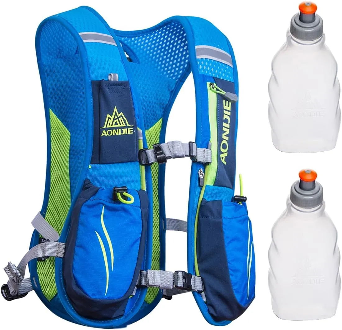 Geila Ultralight Hydration Backpack (5.5L) for Running, Trail Running, Marathon, and Cycling – Includes 2x250ml Water Bottles