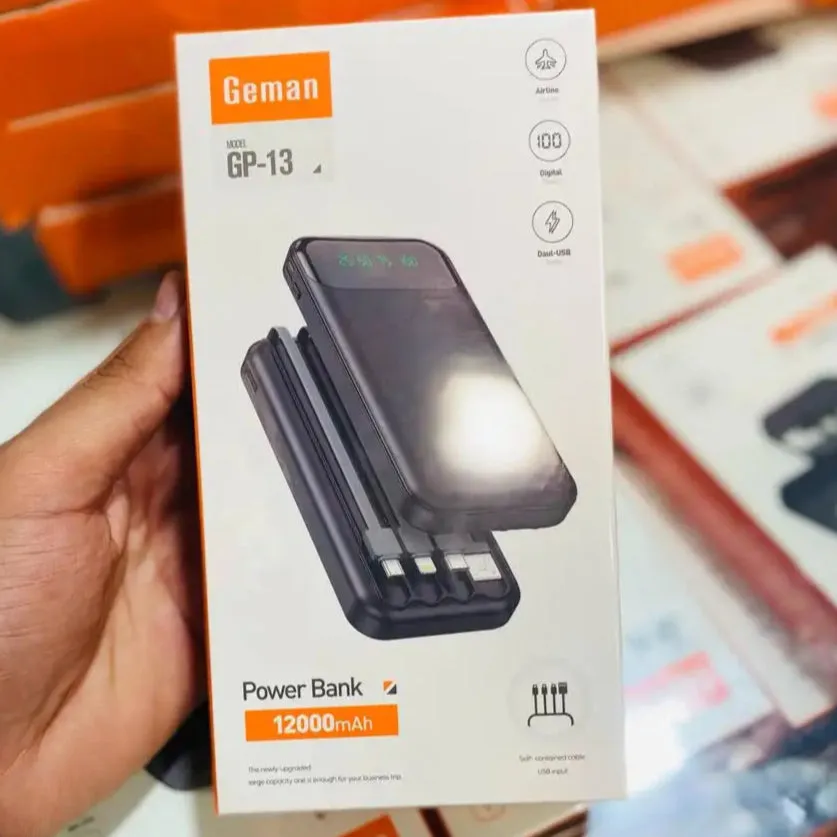 Geman GP-13 Power Bank 12000mAh – Fast Charging with LED Display