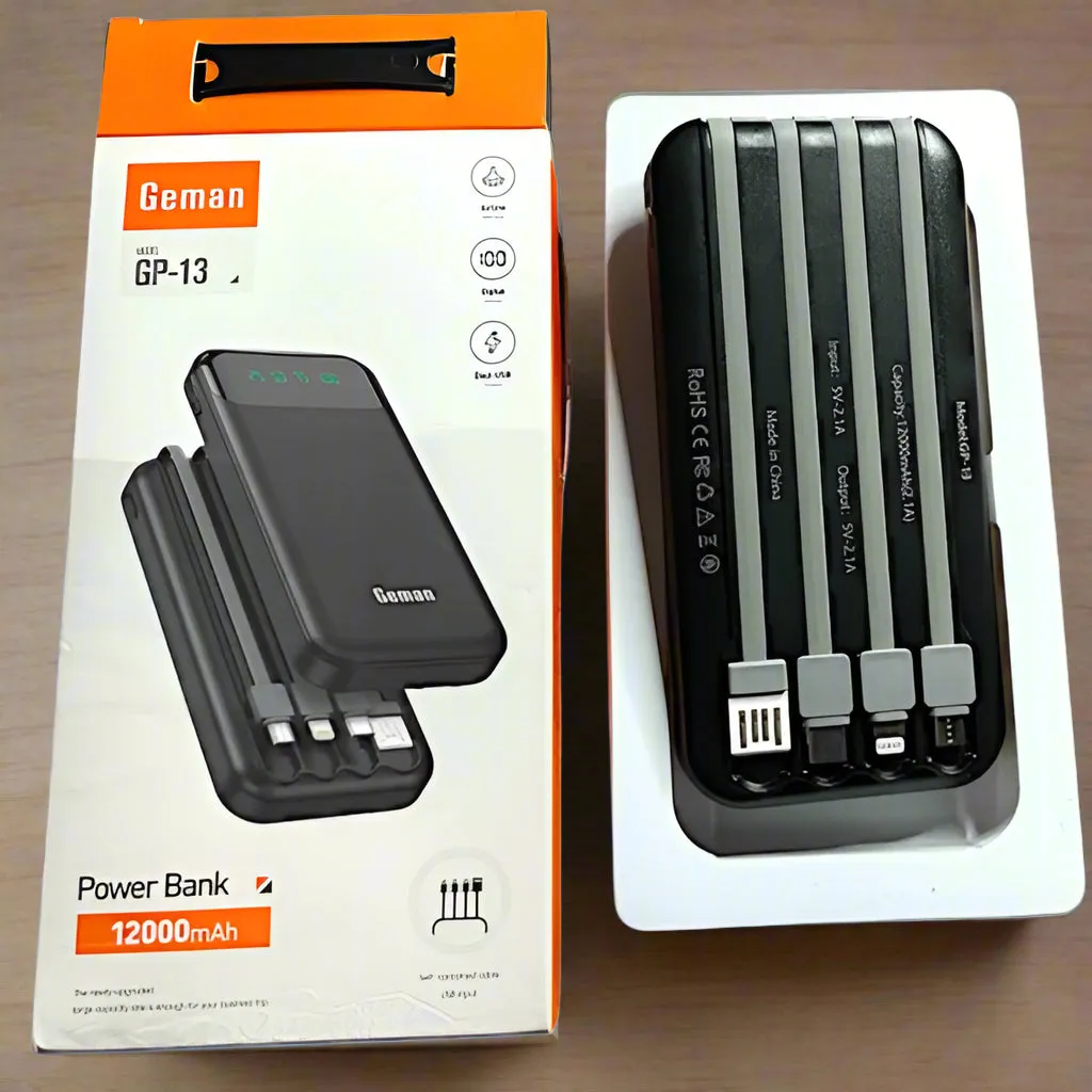 Geman GP-13 Power Bank 12000mAh – Fast Charging with LED Display