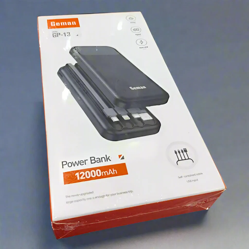 Geman GP-13 Power Bank 12000mAh – Fast Charging with LED Display