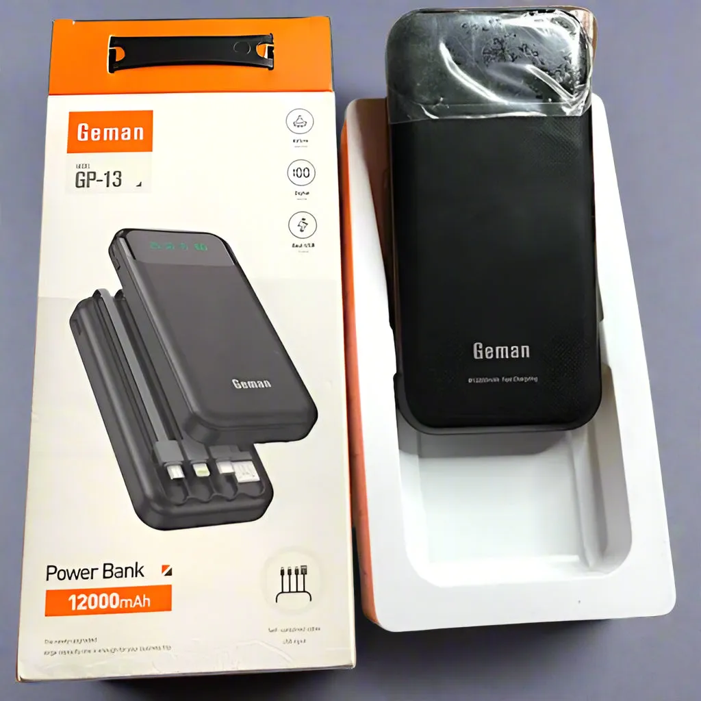 Geman GP-13 Power Bank 12000mAh – Fast Charging with LED Display