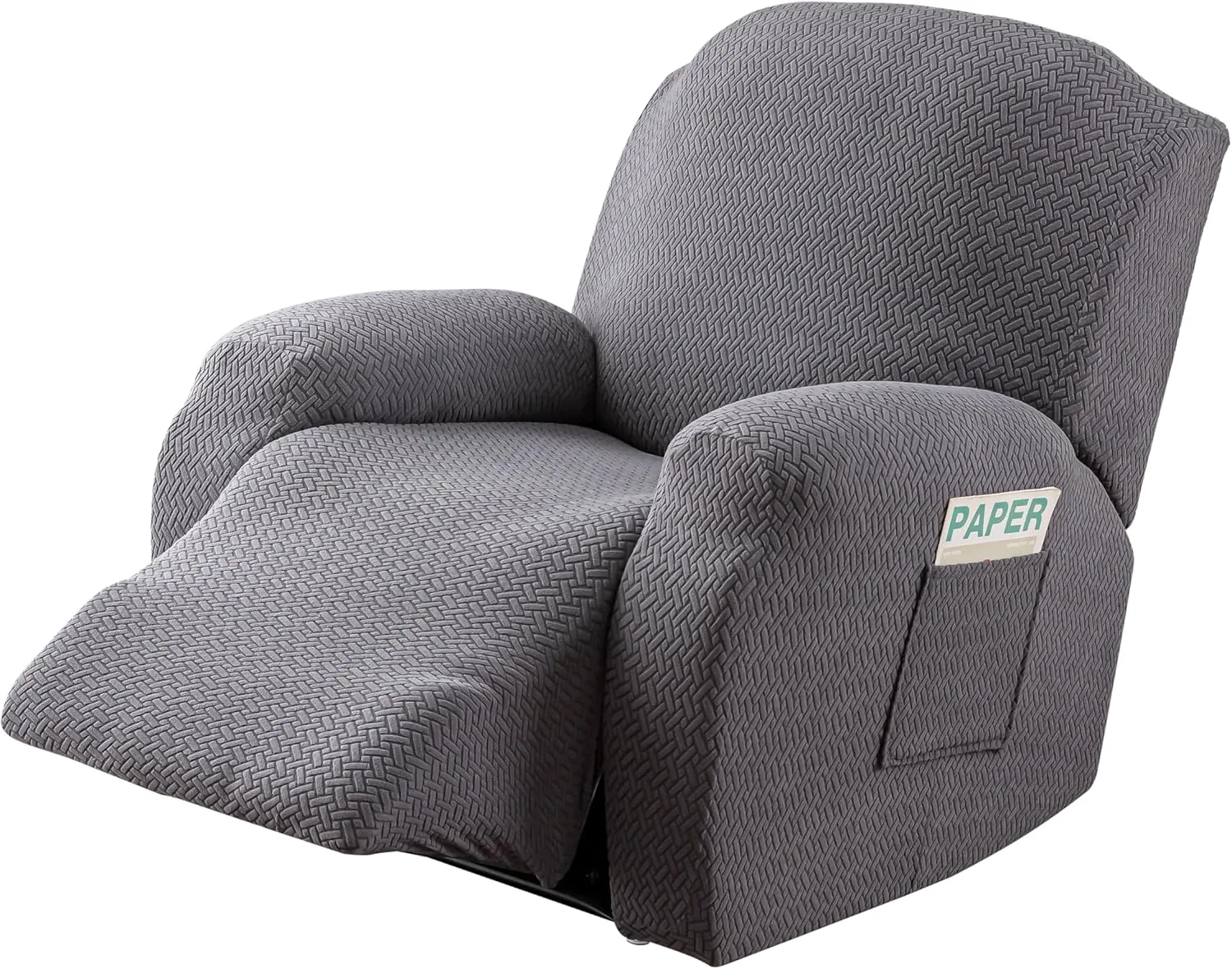 Genina Recliner Chair Cover, Stretch Reclining Chair Covers, Recliner Sofa Slipcovers Stripe Jacquard Lazy Couch Covers Furniture Protector Covers for Pet Kid (1 Seater, Dark Gray)