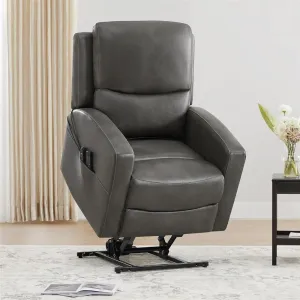 Genuine Leather Power Recliner Chair Wall Hugger Electric Sofa with Power Headrest for Living Room Use with Electric Lift Massage Adjustable for Elderly
