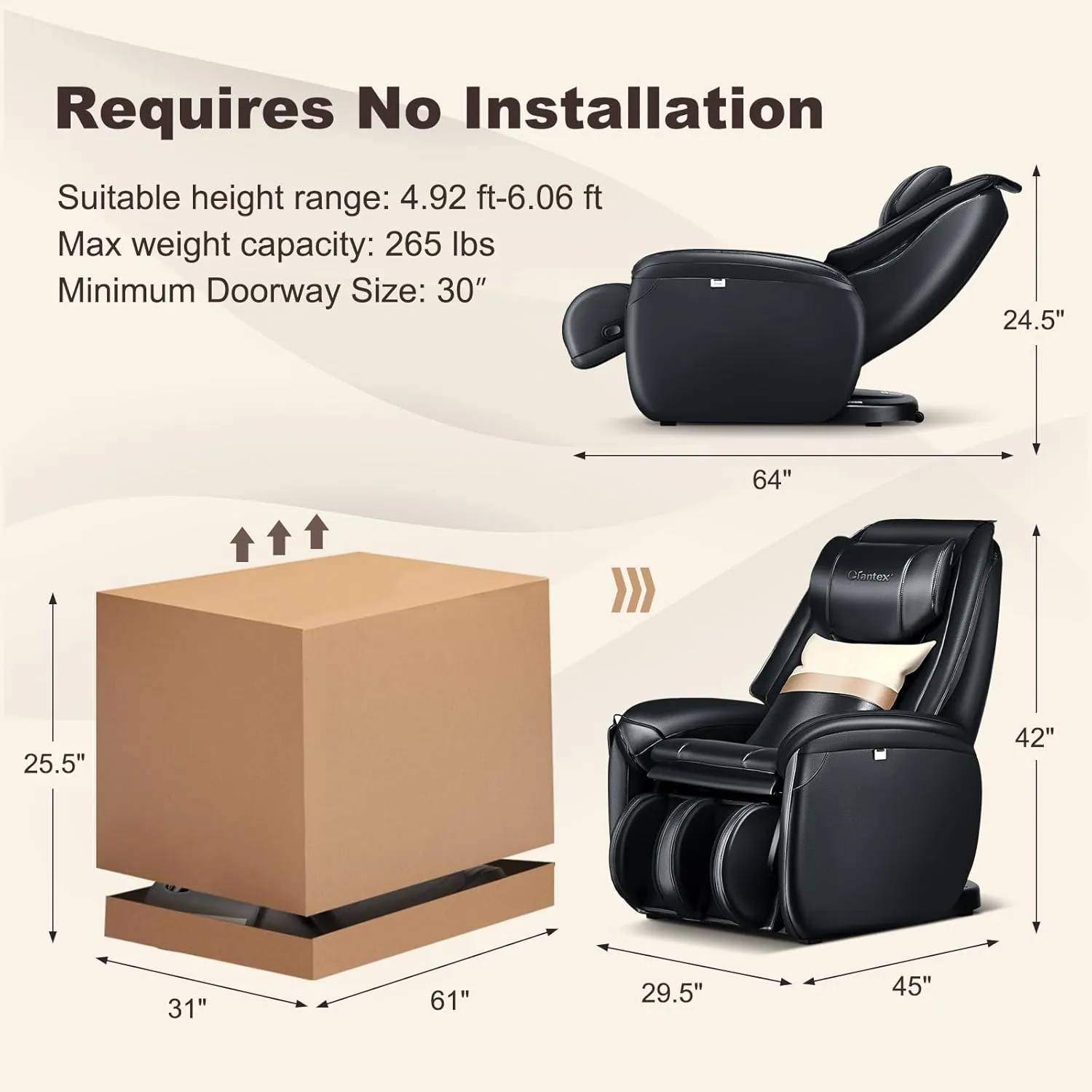 Giantex Massage Chair Full Body, Electric Recliner Chair w/Zero Gravity, SL Track, Reversible Footrest, Back Heater, Wheels, Shoulder Detection, Calf Airbag, No Installation, Free Indoor Delivery