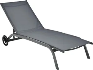 Giantex Patio Lounge Chairs for Pool Area, Outdoor Chaise Lounger with 6 Adjustable Position Smooth Wheels and Quick-Drying Fabric, Lawn Recliner for Backyard, Garden Sunbathing Chair (1, Gray)