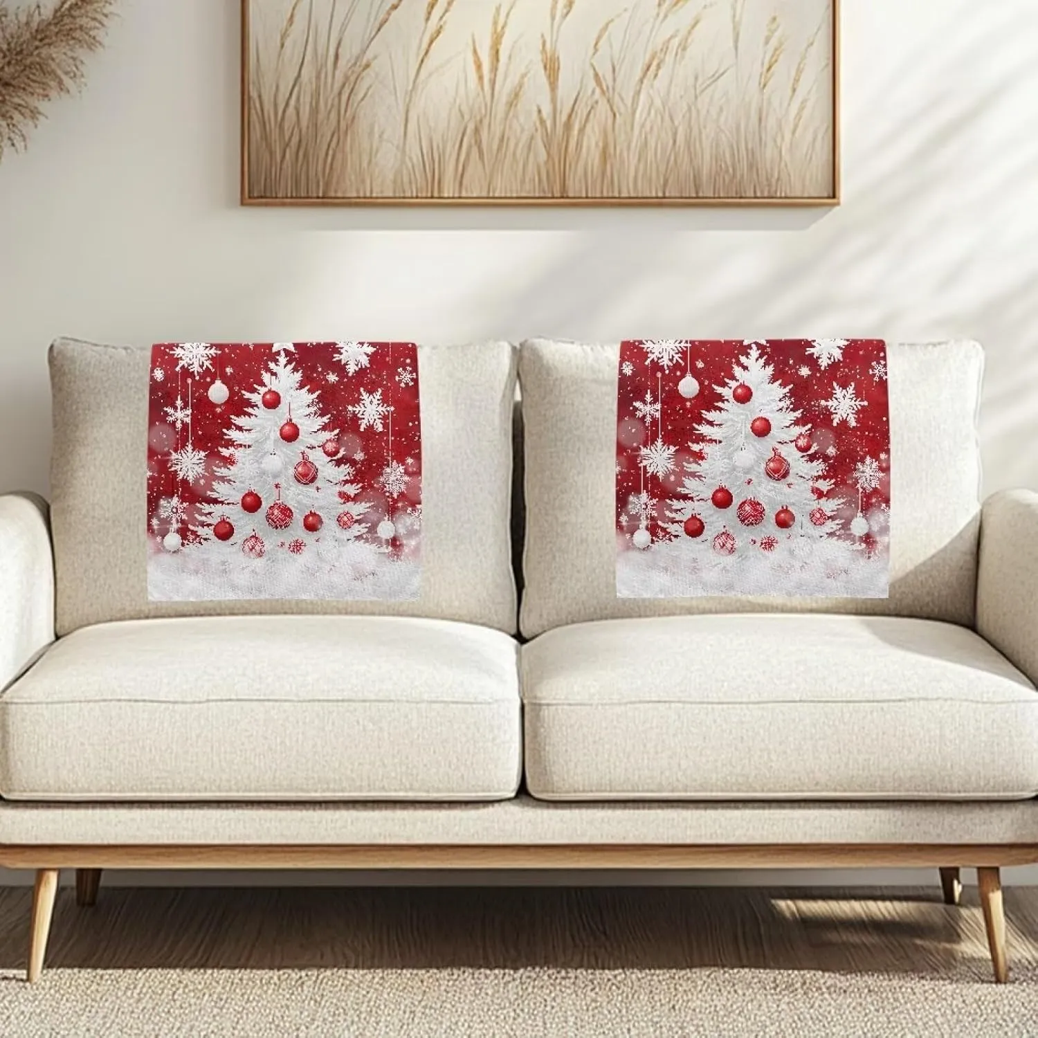 GLENLCWE Merry Christmas Tree Sofa Headrest Protective Cover 16.53x26.18 Inch Sofa Head Cover for Furniture Slipcover Comfortable Head Rest Cover for Recliner Chair 2 Pack