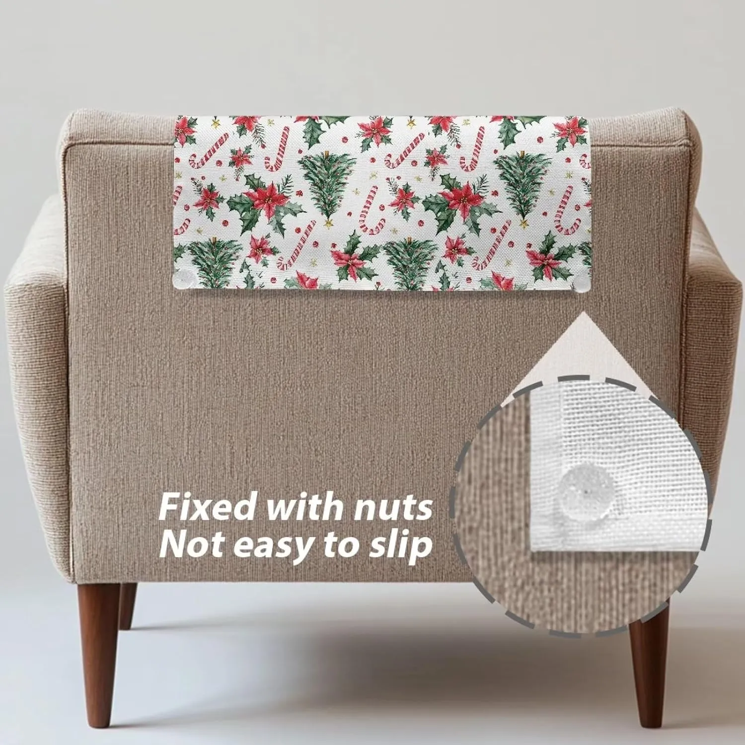 GLENLCWE Merry Christmas Tree Sofa Headrest Protective Cover Stain Resistant Headrest Cover for Furniture Slipcovers with Fixing Nails Waterproof Couch Head Protector 1 Pcs