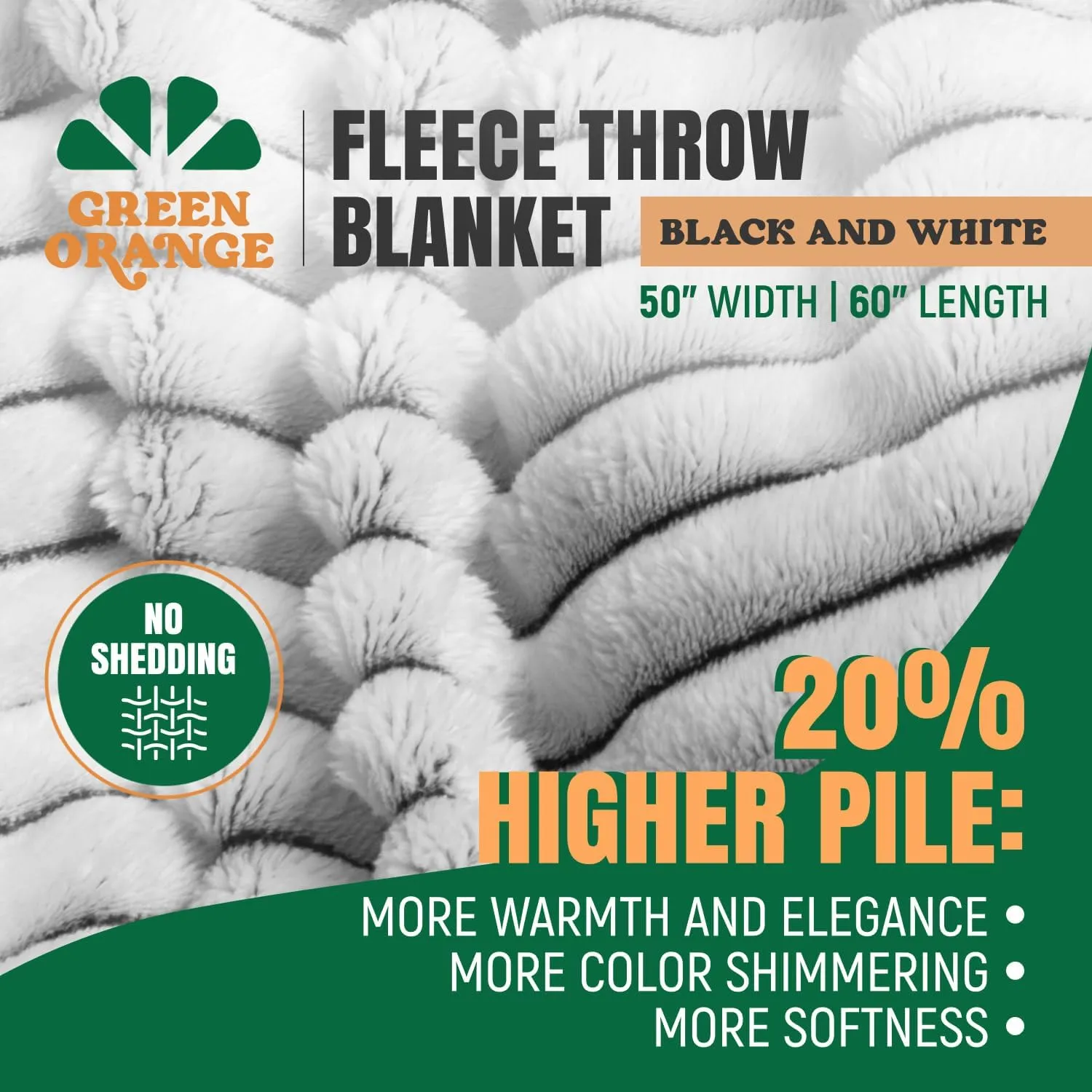 GO Premium Plush Soft Throw Blanket for Couch - Black and White Fleece Blanket for Living Room, Bedroom, Home Decor - Small Couch Blanket for Men, Women (50x60 Inches)