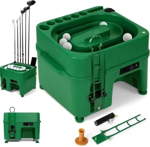 Golf Ball Teeing Device,Induction Automatic Ball Launcher,40 Ball Capacity, Equipped with 6 Hole Cue Rack,Suitable for Indoor, Outdoor Training Golf Ball Launching Device