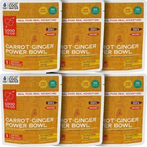 GOOD TO-GO Carrot-Ginger Power Bowl Stove-Free™ (6-Pack of Single Servings) | No Stove Required! Camping & Backpacking Food | Just Add Water Backpacking Meals | Good To-Go Dehydrated Meals Taste Better Than Freeze Dried Food