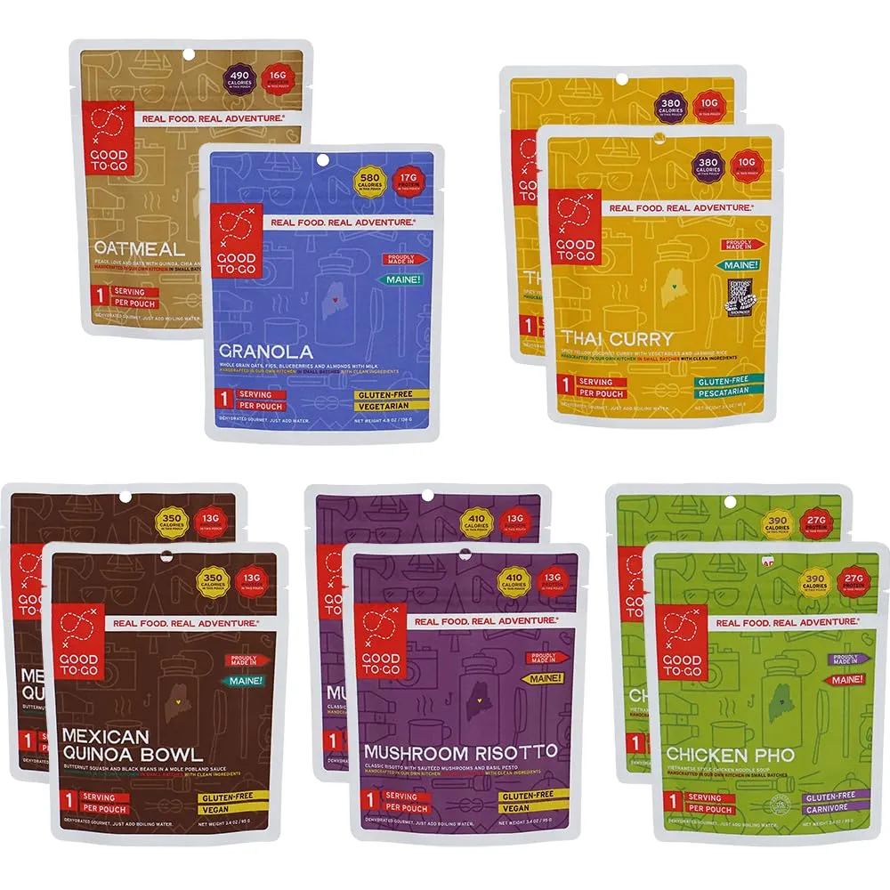 GOOD TO-GO Summit Food Kit | Camping & Backpacking Food | Just Add Water Backpacking Meals | Good To-Go Dehydrated Meals Taste Better Than Freeze Dried MRE