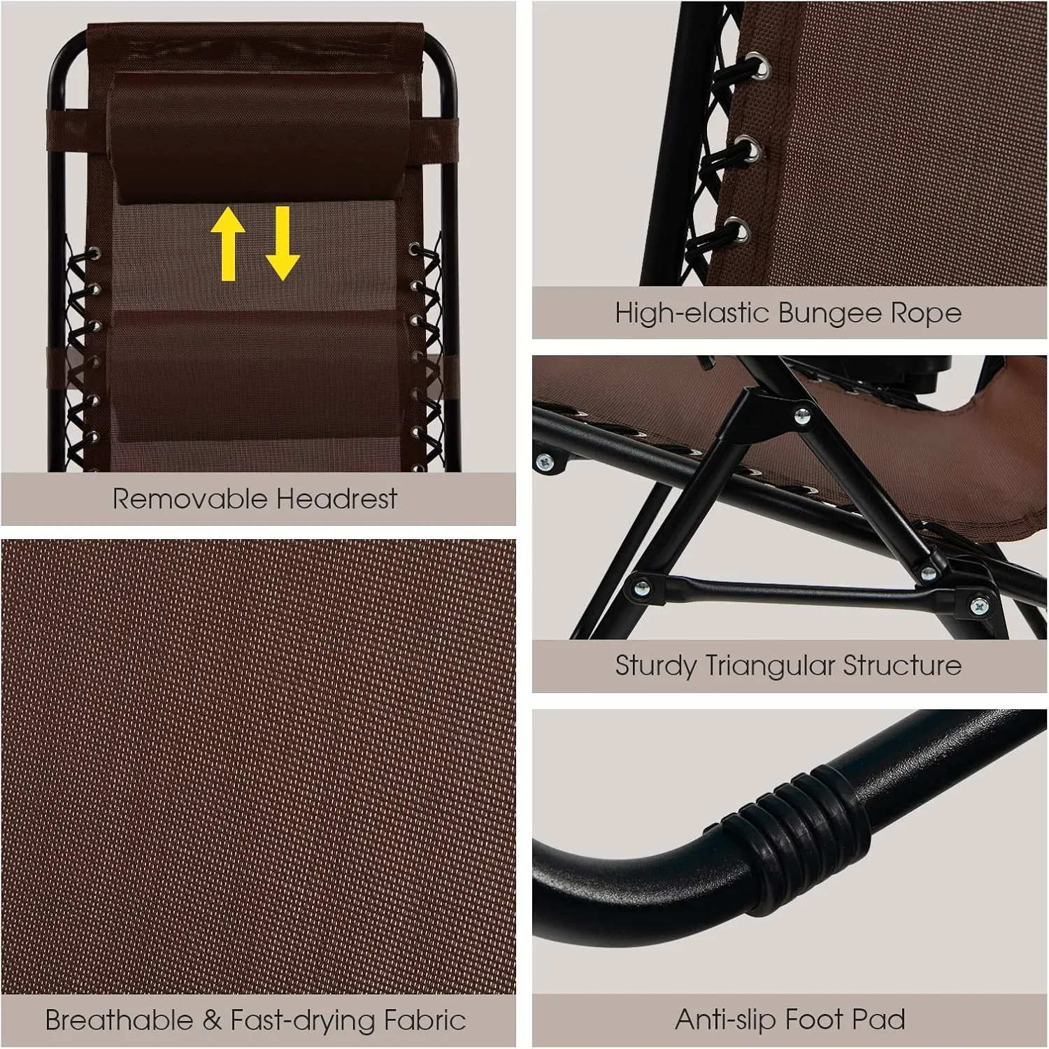 Goplus Zero Gravity Lounge Chairs, 160°Adjustable Folding Recliner w/Pillow and Cup Holder, 350LBS Comfy Outdoor Lounge Chairs for Patio, Lawn, Yard & Camp(1, Brown)