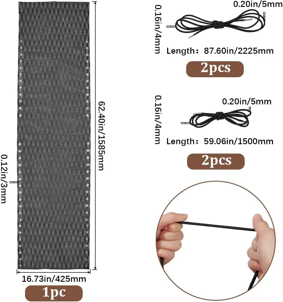 GORGECRAFT Zero Gravity Chair Replacement Fabric Antigravity Folding Lounge Chair Cloth Part with 4PCS Patio Recliner Repair Elastic Lace Cords for Garden Lawn Bungee Chair Outdoor Sun Loungers Black