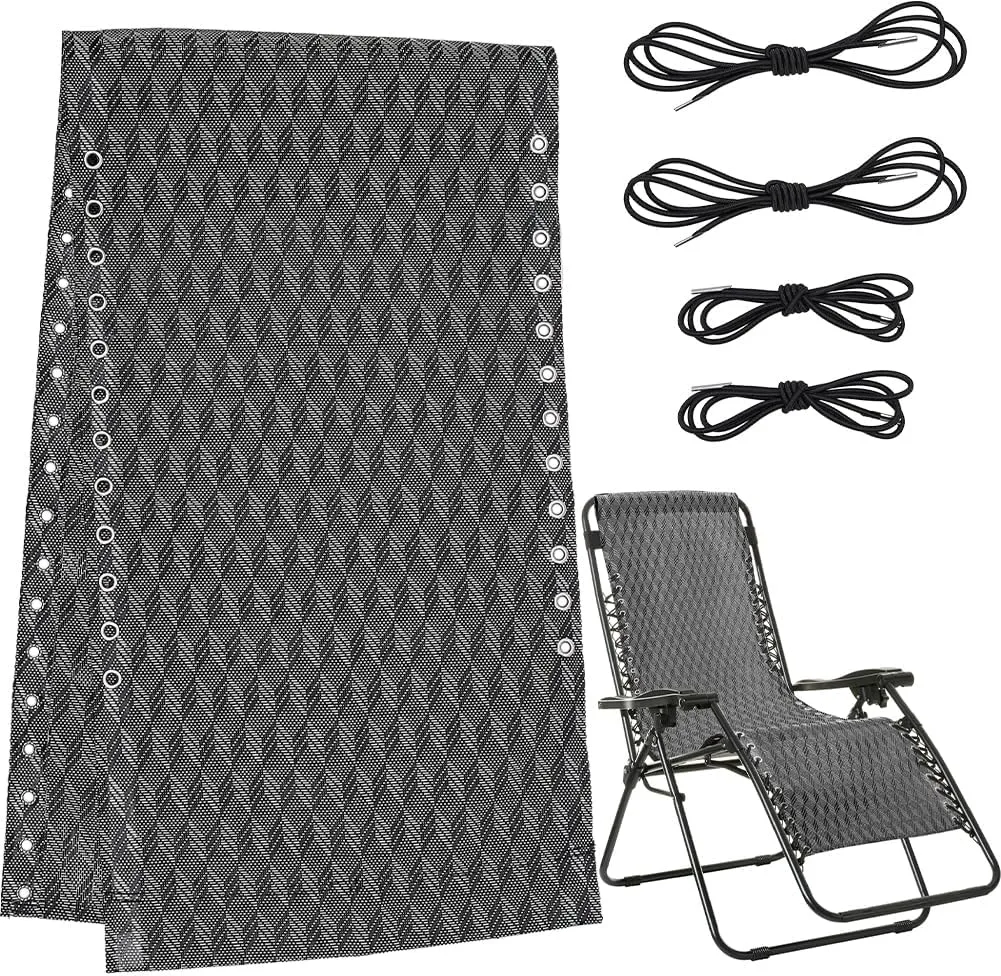 GORGECRAFT Zero Gravity Chair Replacement Fabric Antigravity Folding Lounge Chair Cloth Part with 4PCS Patio Recliner Repair Elastic Lace Cords for Garden Lawn Bungee Chair Outdoor Sun Loungers Black