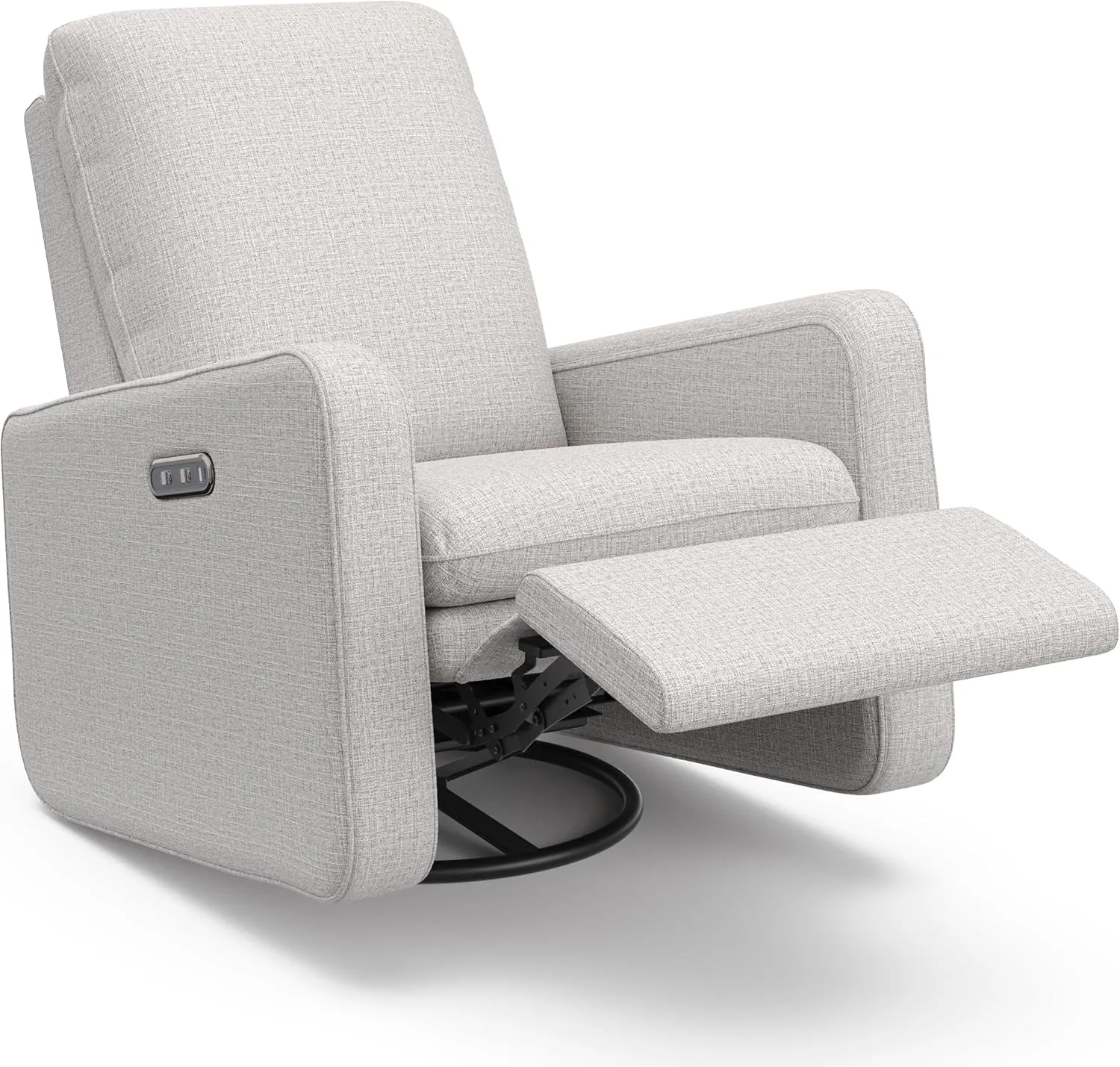 Graco Teddi Power Recliner Swivel Glider (Steel Basketweave) – Electronic Power Recline, USB-A & USB-C Charger, Premium Cushioning & Comfort
