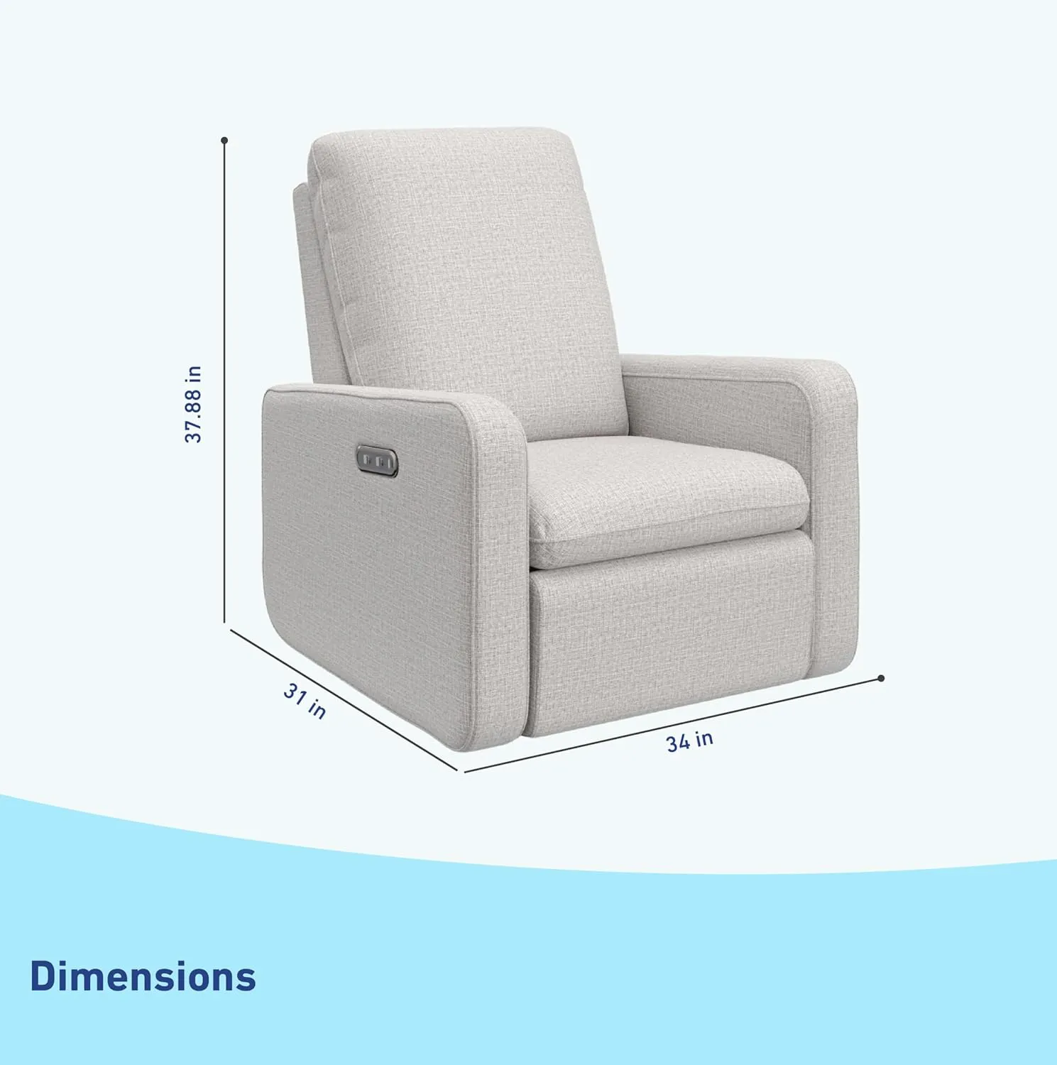 Graco Teddi Power Recliner Swivel Glider (Steel Basketweave) – Electronic Power Recline, USB-A & USB-C Charger, Premium Cushioning & Comfort