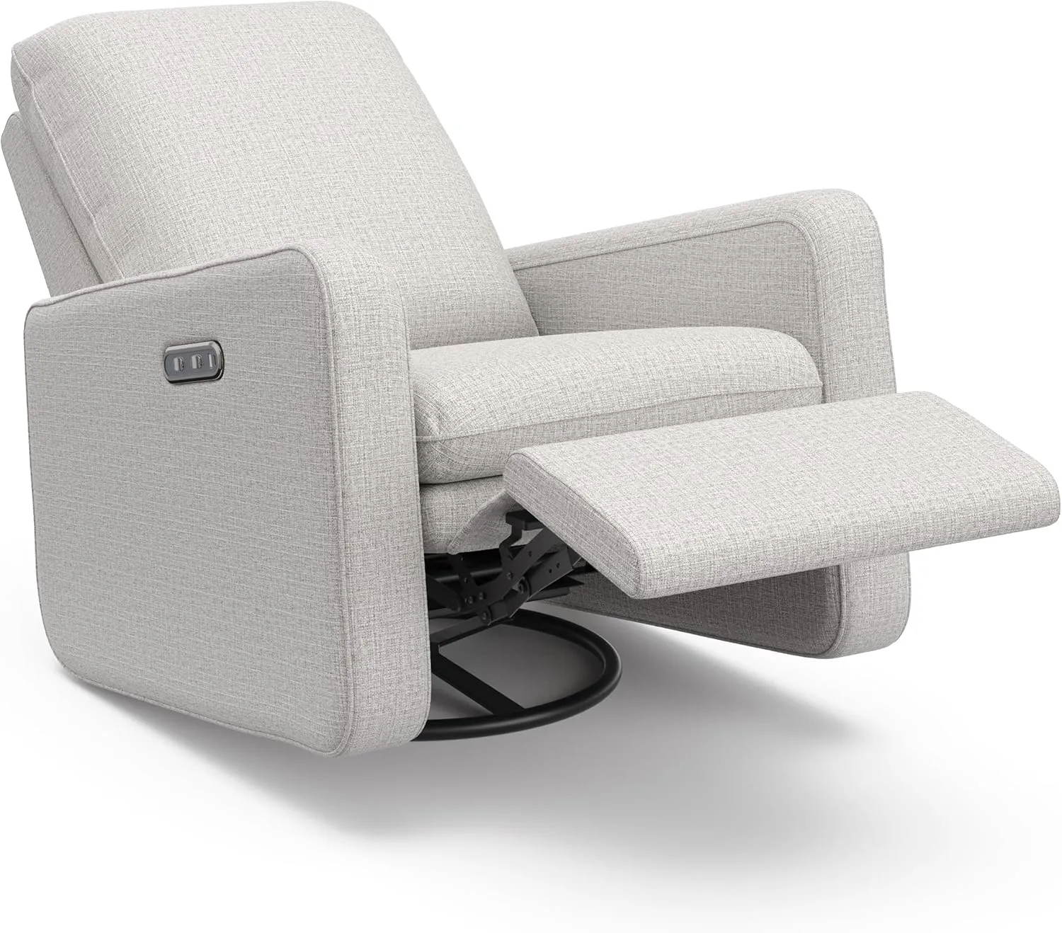 Graco Teddi Power Recliner Swivel Glider (Steel Basketweave) – Electronic Power Recline, USB-A & USB-C Charger, Premium Cushioning & Comfort