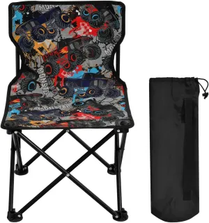 Gredecor Camping Chairs, Monster Truck Car Grunge Portable Camping Chair with Storage Bag, Lightweight Foldable Chair for Outside Camping, Hiking, Travel, Beach and Sports
